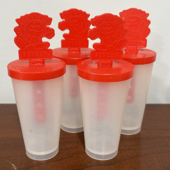 Vintage Hawaiian Punch Punchy Pop Popsicle Cup Maker Mold Set Of 4 - Picture 1 of 4